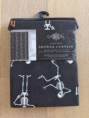 October Sky Skeleton Black Shower Curtain